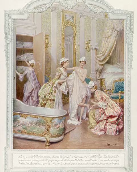Aristocratic French lady bathing and dressing