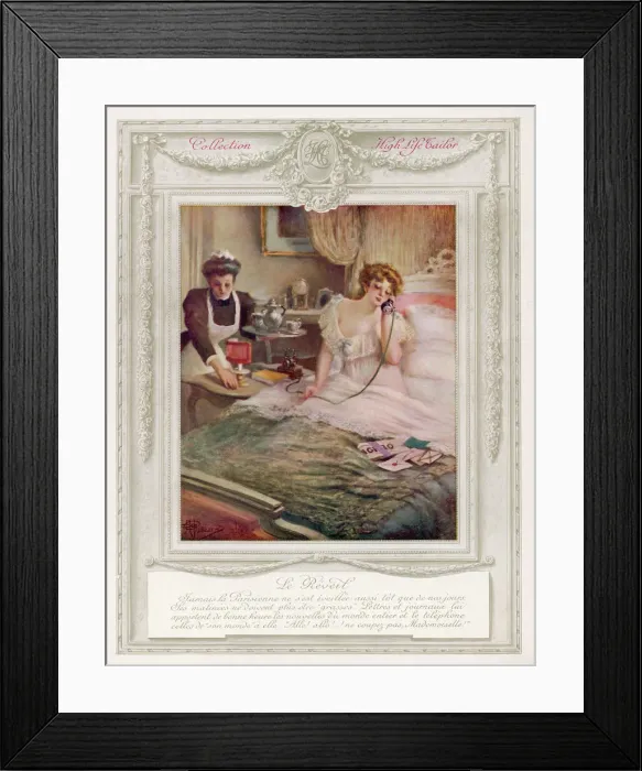 Framed Print : Fashionable Frenchwoman planning her day Framed Print : Fashionable Frenchwoman planning her day