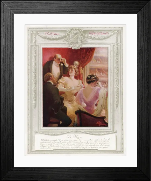 Framed Print : Fashionable theatregoers in a loggia box at a French theatre Framed Print : Fashionable theatregoers in a loggia box at a French theatre