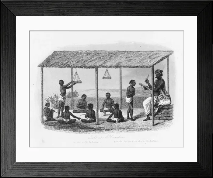 Framed Print : Hindu school with teacher and pupils, India Framed Print : Hindu school with teacher and pupils, India