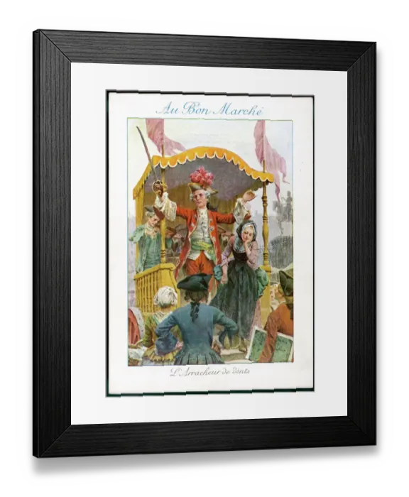 Framed Print : French travelling dentist in a town square Framed Print : French travelling dentist in a town square