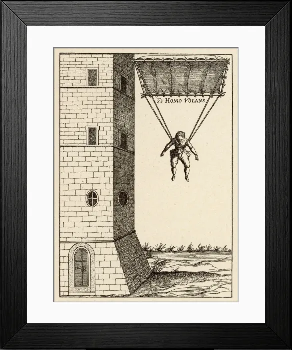 Framed Print : PARACHUTE. Parachute at Venice, enabling descent Framed Print : PARACHUTE. Parachute at Venice, enabling descent
