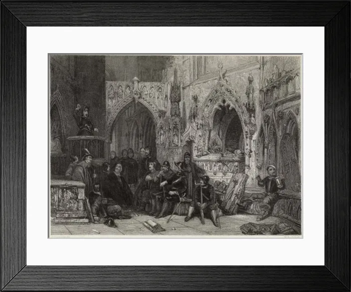 Framed Print : Puritan Soldier Preaches Framed Print : Puritan Soldier Preaches