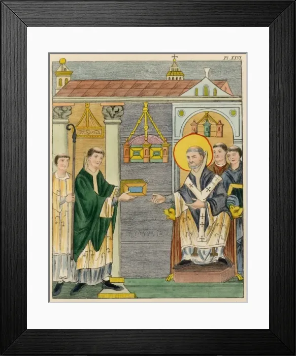 Framed Print : Monk Presents Prayer Bk Framed Print : Monk Presents Prayer Bk