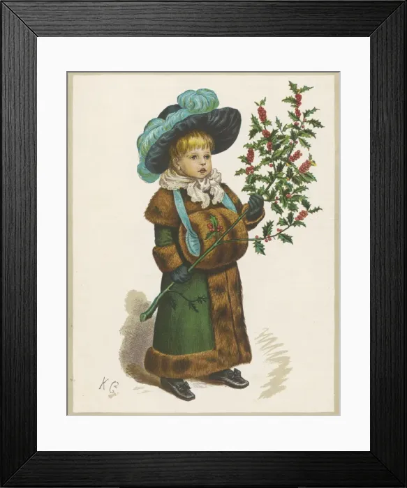Framed Print : Girl with Holly Framed Print : Girl with Holly