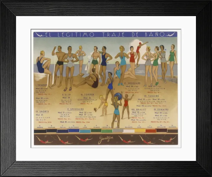 Framed Print : Spanish Swimwear 1934 Framed Print : Spanish Swimwear 1934