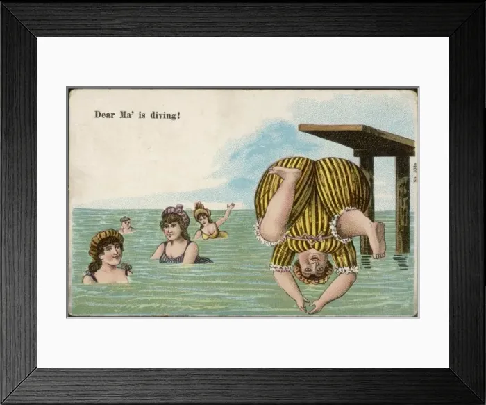 Framed Print : Comic Postcard / Ma Diving Framed Print : Comic Postcard / Ma Diving