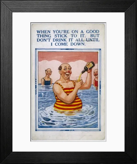 Framed Print : Comic Card / Drinks in Sea Framed Print : Comic Card / Drinks in Sea