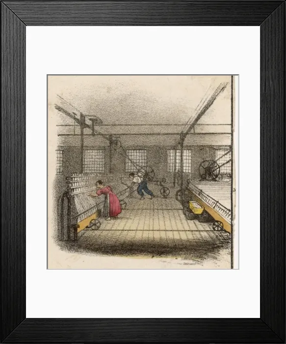 Framed Print : Tending Textile Machines Framed Print : Tending Textile Machines