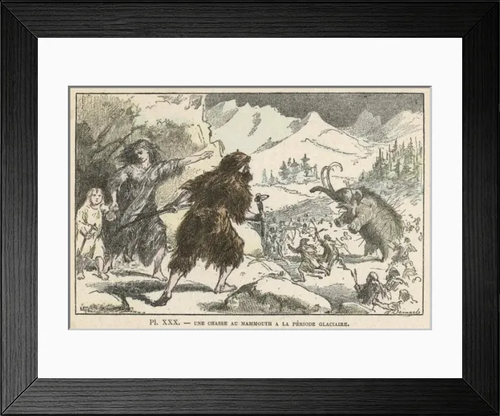 Framed Print : Hunting mammoth during the Ice Age Framed Print : Hunting mammoth during the Ice Age