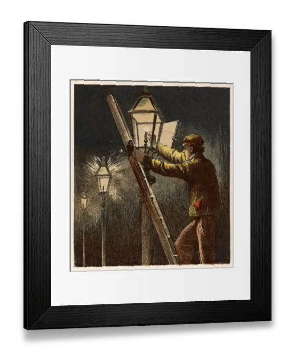 Framed Print : Gas Light / Lamplighter Framed Print : Gas Light / Lamplighter