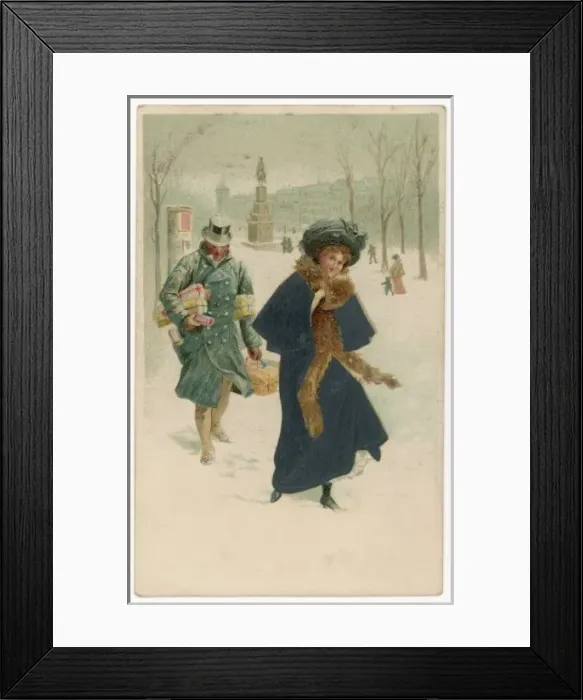 Framed Print : Couple Xmas Shopping Framed Print : Couple Xmas Shopping