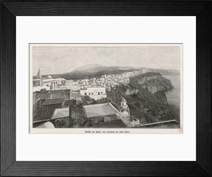Framed Print : THERA. The Greek island of THERA which according to some theorists is the Framed Print : THERA. The Greek island of THERA which according to some theorists is the