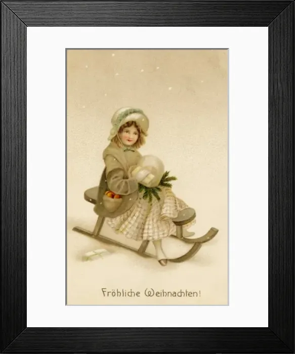 Framed Print : Girl on Toboggan Framed Print : Girl on Toboggan