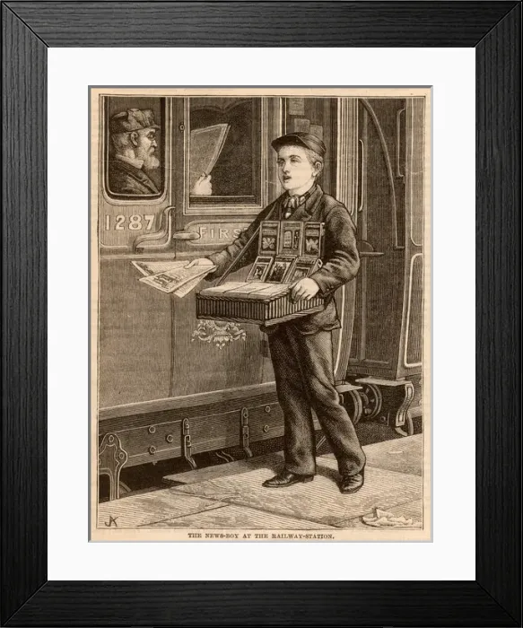 Framed Print : Newsboy at Station Framed Print : Newsboy at Station