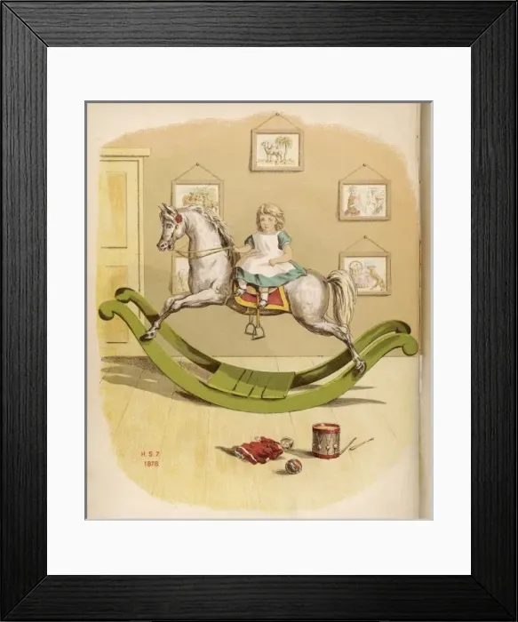 Framed Print : Girl on Rocking Horse Framed Print : Girl on Rocking Horse