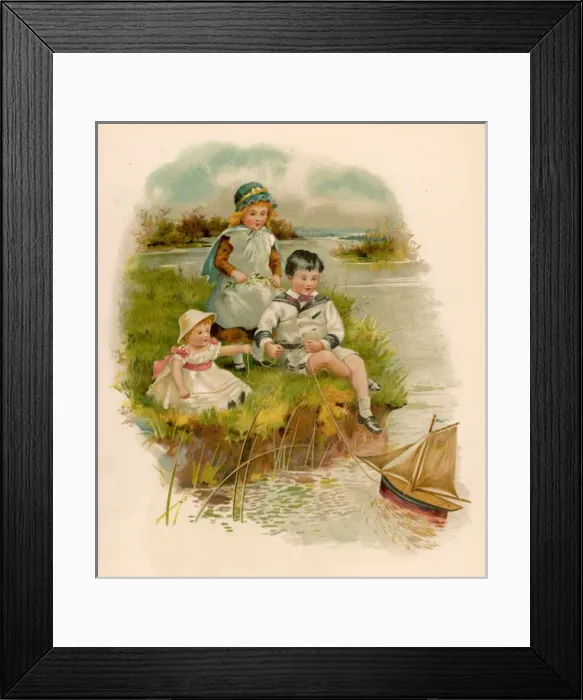 Framed Print : Children Play with Boat Framed Print : Children Play with Boat