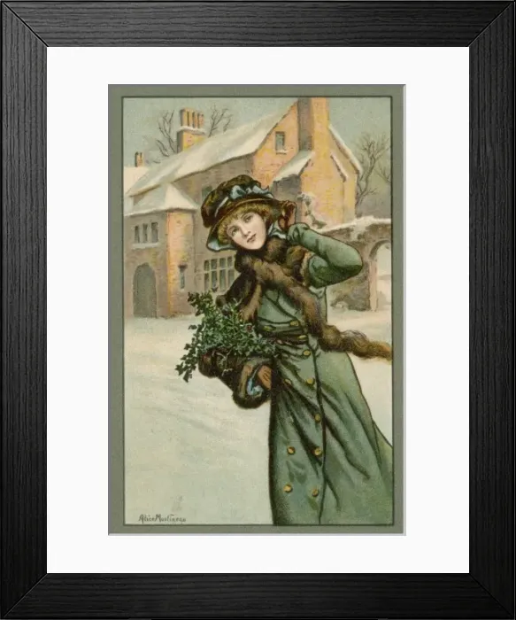 Framed Print : Girl with Holly Framed Print : Girl with Holly