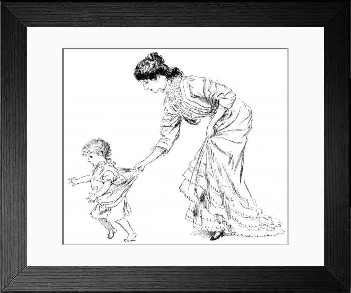 Framed Print : Mother Grabs Sons Shirt Framed Print : Mother Grabs Sons Shirt