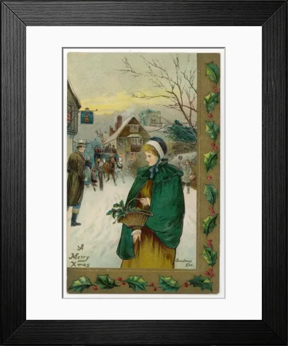 Framed Print : Lady in Wintry Street Framed Print : Lady in Wintry Street