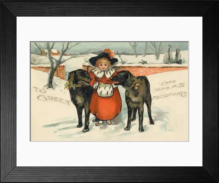 Framed Print : Girl and Dogs Framed Print : Girl and Dogs