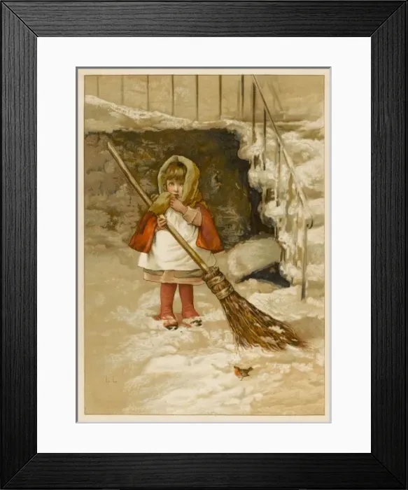 Framed Print : Sweeping Snow C1890 Framed Print : Sweeping Snow C1890