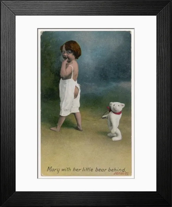Framed Print : Mary and her Bear Behind Framed Print : Mary and her Bear Behind
