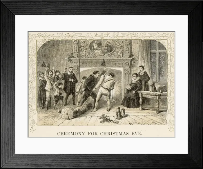 Framed Print : Hauling Yule Log 17C Framed Print : Hauling Yule Log 17C