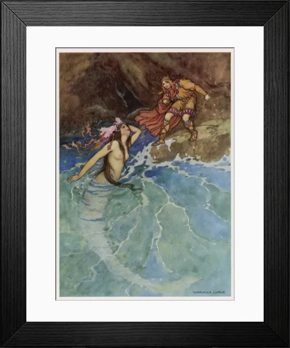 Framed Print : Mermaid and Lover Framed Print : Mermaid and Lover