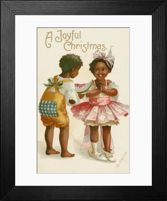 Framed Print : Card - Kids and Melon Framed Print : Card - Kids and Melon