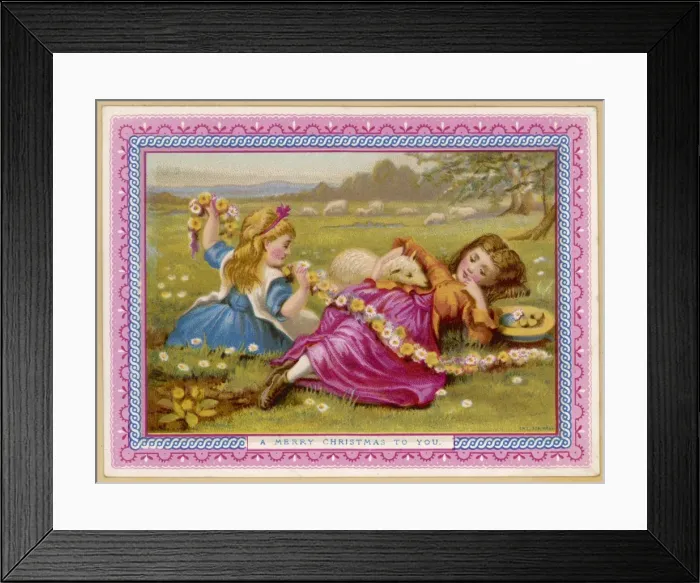 Framed Print : Card - Girls in Field Framed Print : Card - Girls in Field