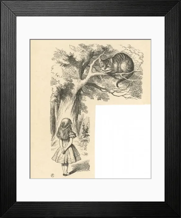 Framed Print : Alice, Cheshire Cat Above