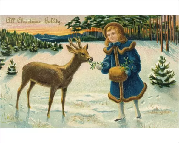 Card ;Girl & Deer