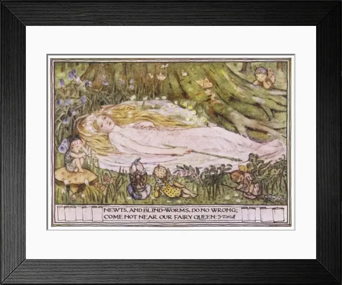 Framed Print : Fairies and Sleeper Framed Print : Fairies and Sleeper