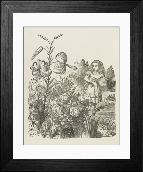 Framed Print : Alice & the Flowers Framed Print : Alice & the Flowers