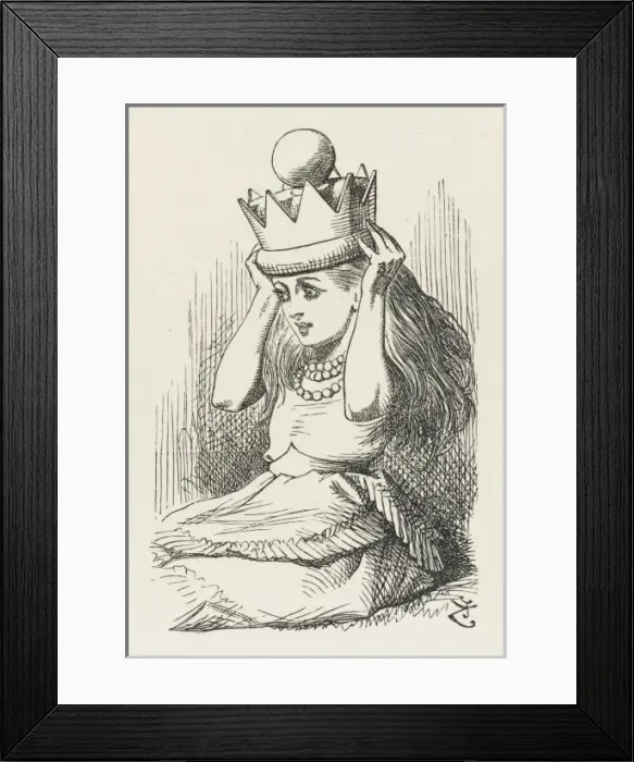 Framed Print : Alice Tries on Crown Framed Print : Alice Tries on Crown