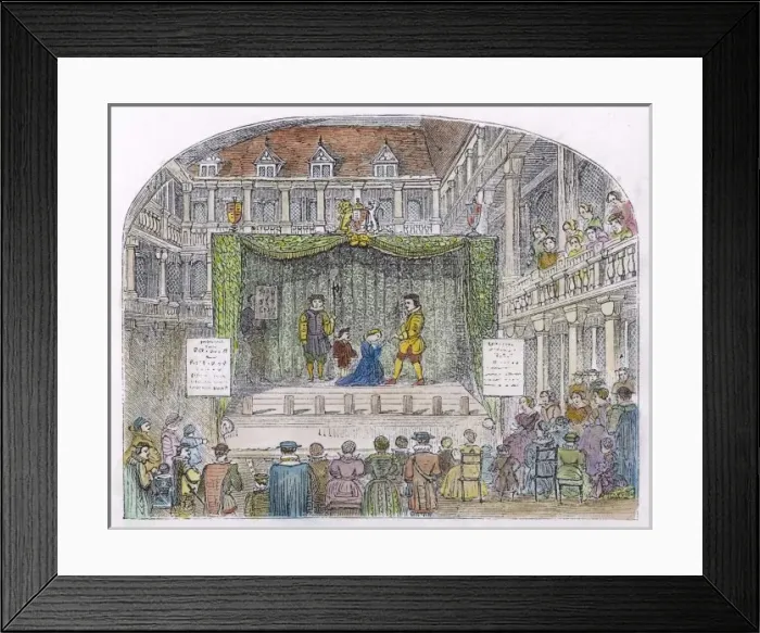 Framed Print : 16th C Play in Inn Yard Framed Print : 16th C Play in Inn Yard