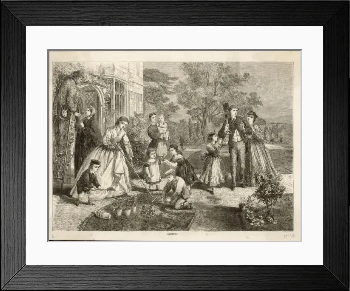 Framed Print : Garden Family 1864 Framed Print : Garden Family 1864