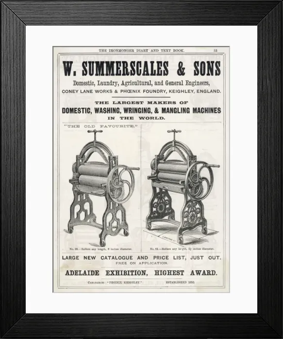 Framed Print : Mangles / Ironmonger Diary Framed Print : Mangles / Ironmonger Diary