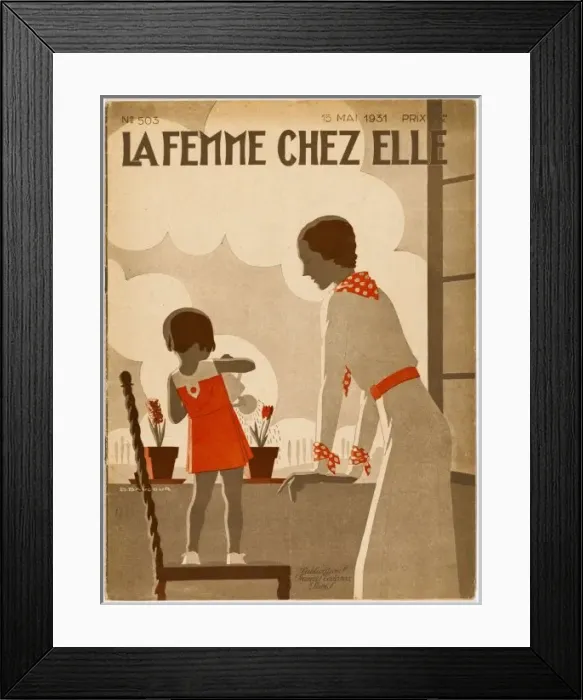 Framed Print : Girl & Mama Water Pots Framed Print : Girl & Mama Water Pots
