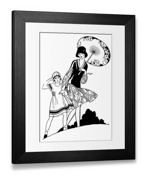 Framed Print : Ma & Daughter Walking Framed Print : Ma & Daughter Walking