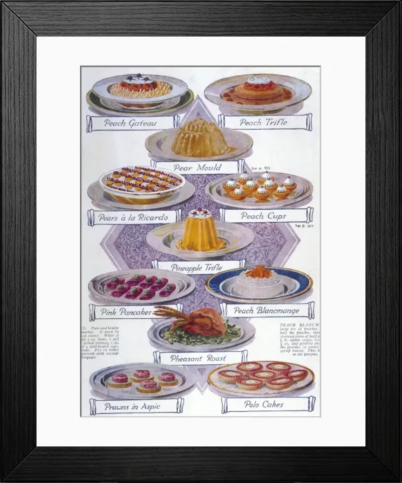 Framed Print : Various Desserts C1939 Framed Print : Various Desserts C1939