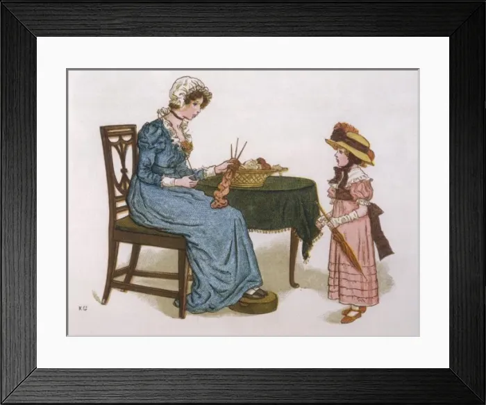 Framed Print : Mother Knitting with Kid Framed Print : Mother Knitting with Kid