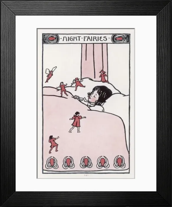 Framed Print : Fairies & Sleeping Girl Framed Print : Fairies & Sleeping Girl