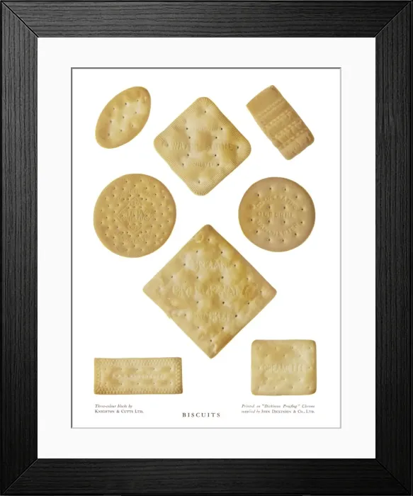 Framed Print : BISCUITS. Selection of biscuits for eating with cheese Framed Print : BISCUITS. Selection of biscuits for eating with cheese