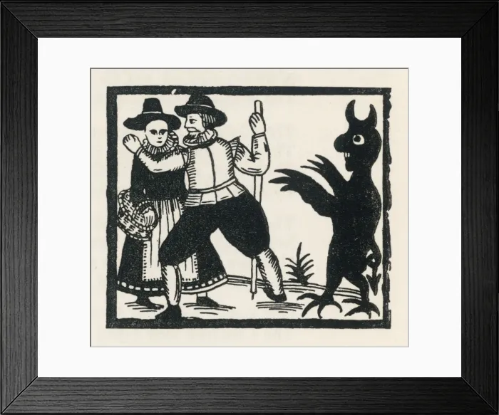 Framed Print : Demon and Couple Framed Print : Demon and Couple