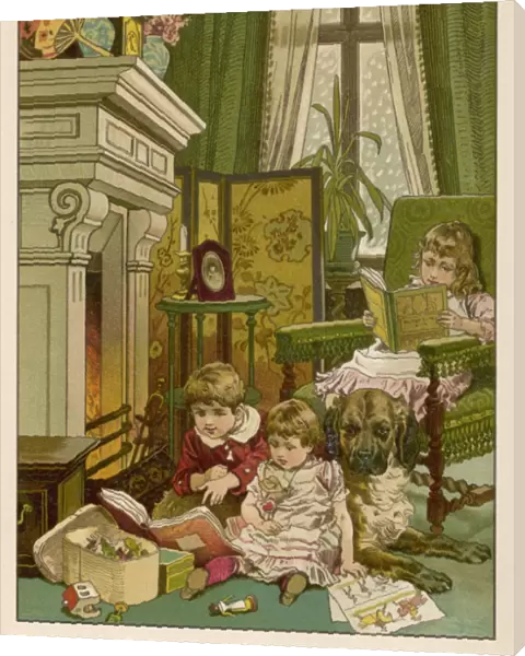 3 Children Reading 1893