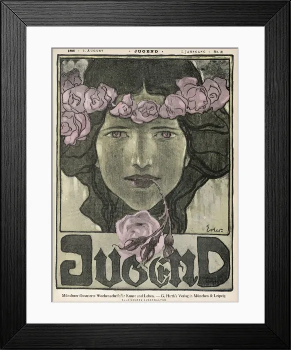 Framed Print : Woman & Roses / Jugend Framed Print : Woman & Roses / Jugend