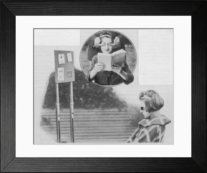 Framed Print : Blindfold Reading Framed Print : Blindfold Reading