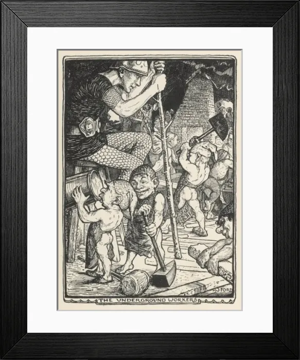 Framed Print : Dwarfs / Underground Work Framed Print : Dwarfs / Underground Work